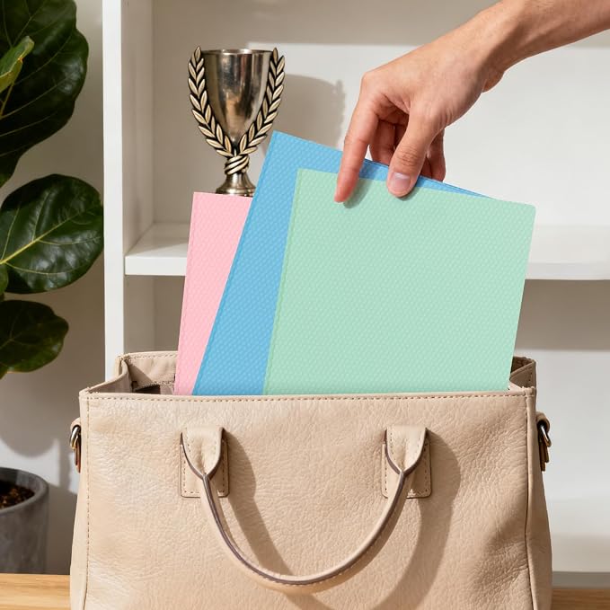 24-Pack Plastic andPockets and Prongs,2-Pocket and3 Fasteners, Pastel Folders Holds 8-1/2" x 11" Paper for School/Office/Home, Green
