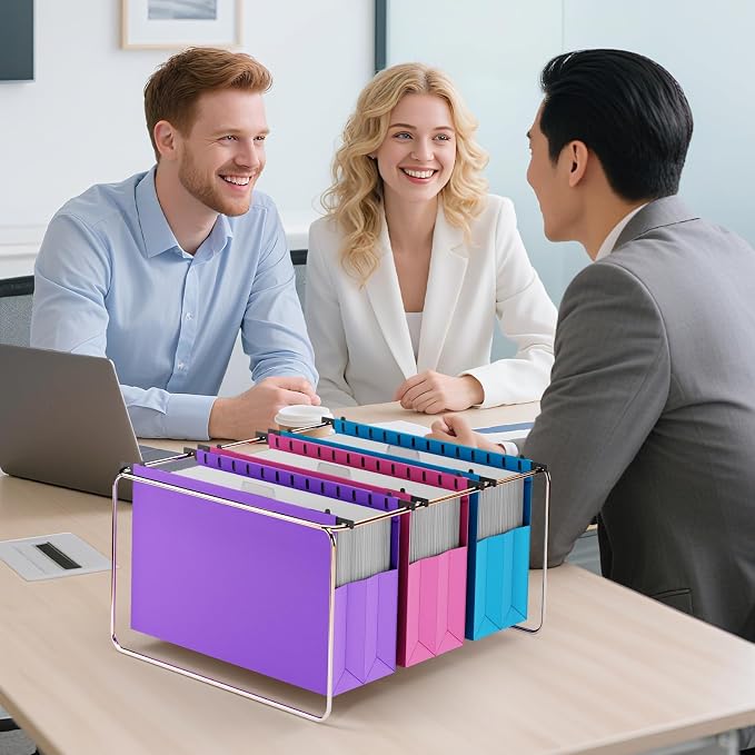 Ansook Legal Size Hanging File Folders Extra Capacity, Expandable 4" Legal Size File Folders with 1/5 Tabs, Plastic Filling Cabniet Folders Designed for Legal and Law Office File Organization - 6 Pack