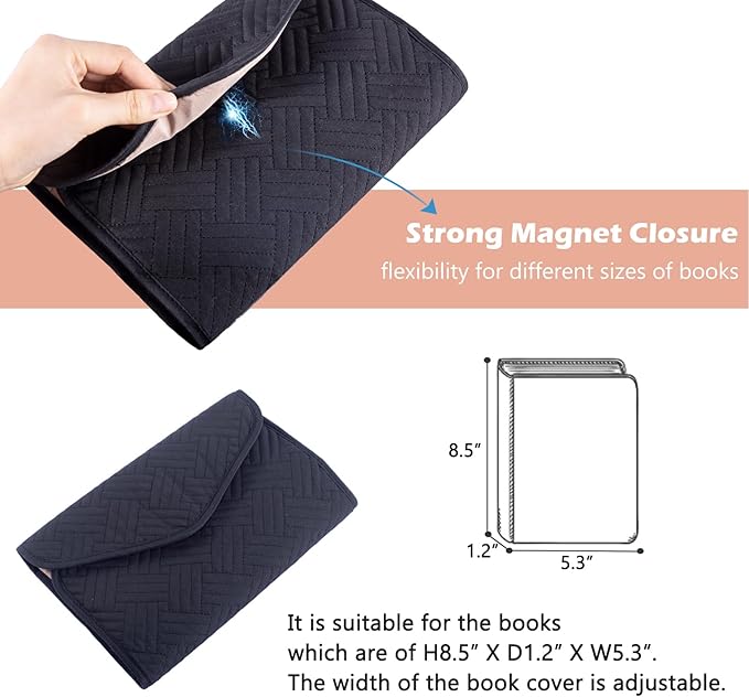 APLUFINE Reusable Book Cover with Magnet Closure - Adjustable Book Sleeve for Book Lovers Gift - Book Protector for Paperback -Book Covers for Hardcover - Book Pouch - Book Carrier
