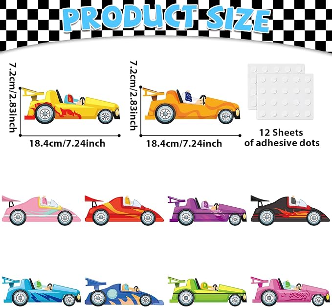 gisgfim 80Pcs Racing Car Cutouts Race Car Decorations Bulletin Board Auto Paper Cut-Outs Classroom Decor for Boy Girl DIY Craft Photo Wall Kindergarten Preschool Back to School Party Favor Supply