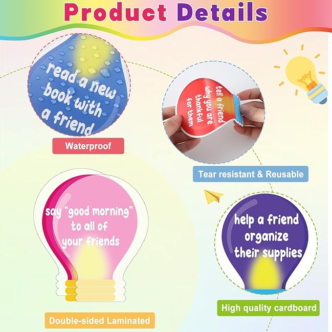 Light Bulb Bulletin Board Set Light up Kindness Themed Classroom Bulletin Board Decorations Bulb Name Tag Cutouts Classroom Decorations for Back to School Office Home Chalkboard Decor Wall Door
