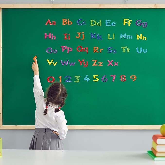 Tenare 268 Pcs Large Bulletin Board Letters 5 Inch Alphabet Combo Set, Chalkboard Poster Letters Cutouts for Board Display Craft Home Wall Decor(Glitter Rainbow)