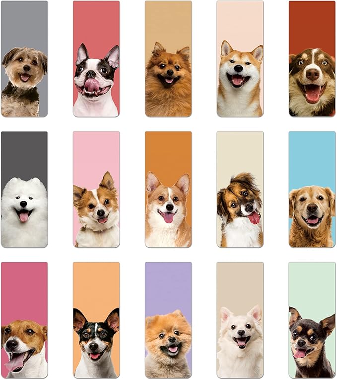 30 Pcs Magnetic Dog Bookmarks Cute Puppy Magnet Bookmark Clips for Reading Men Women Kids Teacher Book Lovers Gifts, Unique Personalized Bookmarks Bulk Pretty Funny Novelty Page Markers for Dog Lovers