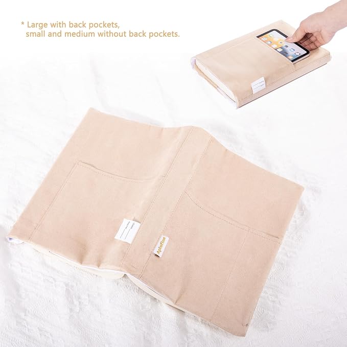 APLUFINE Velvet Book Cover for Paperbacks, Reusable Fabric Book Cover with Pockets, Adjustable Book Protector for Softcover Books, Journals & Bibles