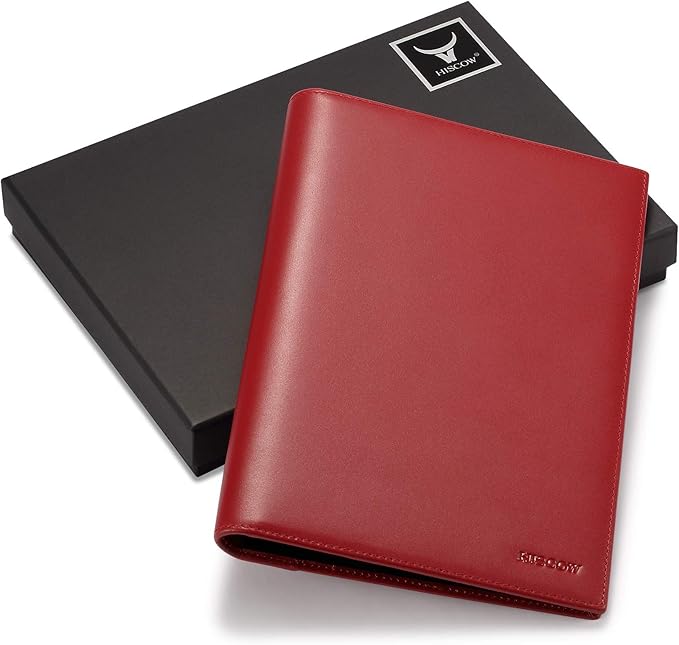 Leather Junior Padfolio for Men & Women with Pen Loop, Italian Calfskin, Business Portfolio Notebook Folder (Bordeaux)