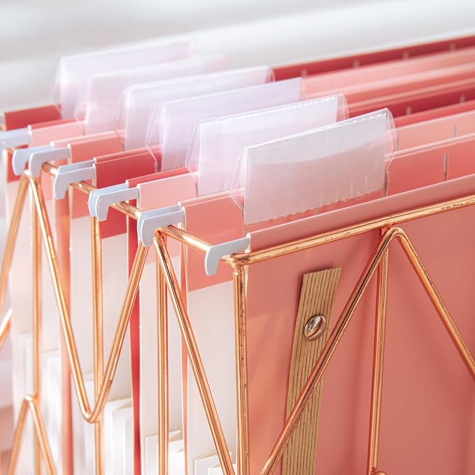 Y YOMA 6 Pack Extra Capacity Hanging File Folders with Handle Letter Size Accordion Decorative Reinforced File Folder Cute Colored Expandable Portable Folder with 1/5-Cut Adjustable Tabs, Cute Pink