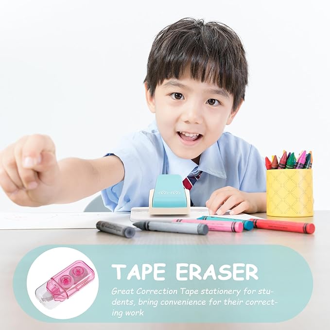 SEWACC 6pcs Mini Portable Correction Tapes for Students, Small Adhesive Writing Corrector, Rainbow Colors, Classroom Study Tools for School and Office Use