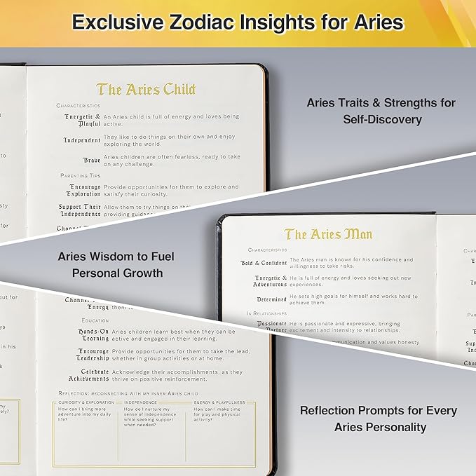 AuroPlanner Aries Zodiac Undated Planner – Monthly Weekly Daily Astrology Portable Journal Notebook, A5 (5.8” × 8.3”), 160 Pages 4-Month Layout, 100 GSM Paper