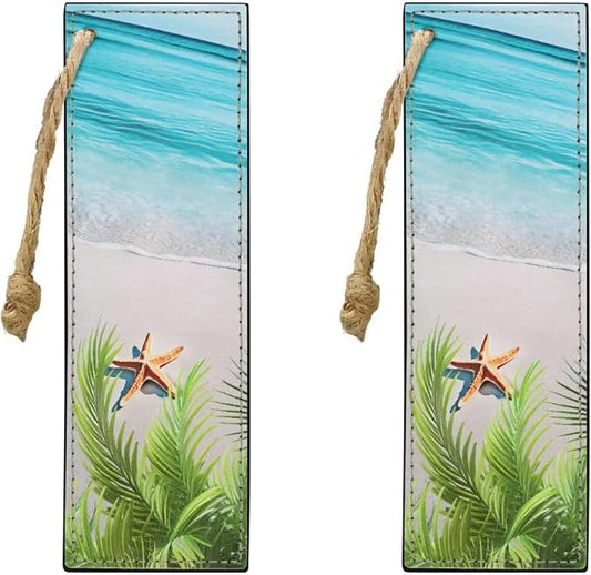 Beach Starfish Bookmarks for Men Boy, Cool Bookmarks Book Marks for Book Lovers Adults Kids Set of 2