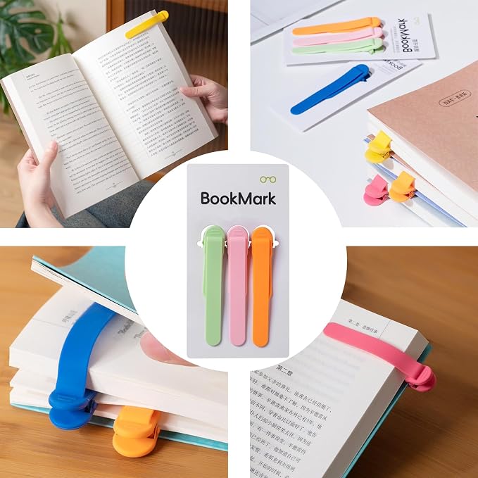 9Pcs Automatic Bookmark - Smart Book Marks for Reading, Silicone Bookmarks for Women and Kids, Unique Book Markers - Page Holder Accessories