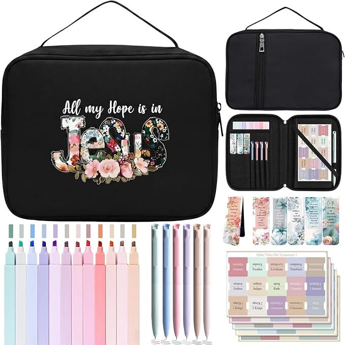 Bible Cover Case for Women, Durable Bibles Bags for Women with Handles, All-in-One Bible Journaling Kit, Perfect Bible Study Kit and Bibles Study Supplies for Christian Women