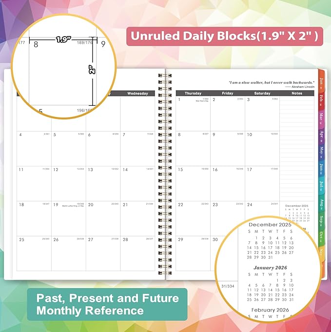 2026-2028 Monthly Planner - 3 Year Monthly Planner 2026-2028, Jan. 2026 - Dec. 2028, 3 Year Calendar 2026-2027-2028 with Colorful Tabs & Inner Pocket, 9" x 11"