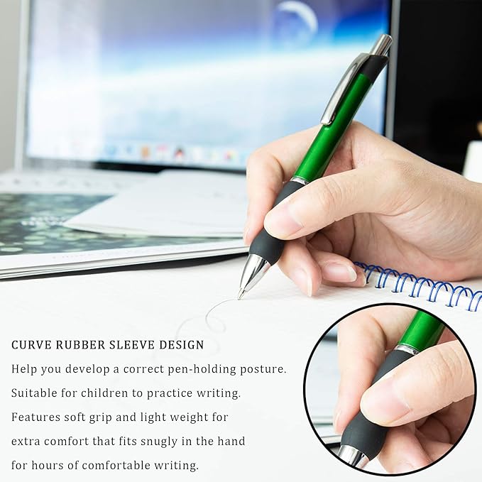 MiSiBao Retractable Ballpoint Pens Black Ink 1mm Medium Point Work Pen Smooth Writing for Men Women Office Business(12 count+4refills)