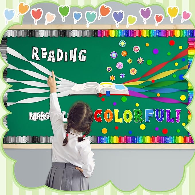 Pasimy 77 Pcs Back to School Reading Bulletin Board Decorations Library Read Bulletin Board Set Cut Outs Open Book 3D Paper Cutouts for Teacher Classroom Library Decor Supplies