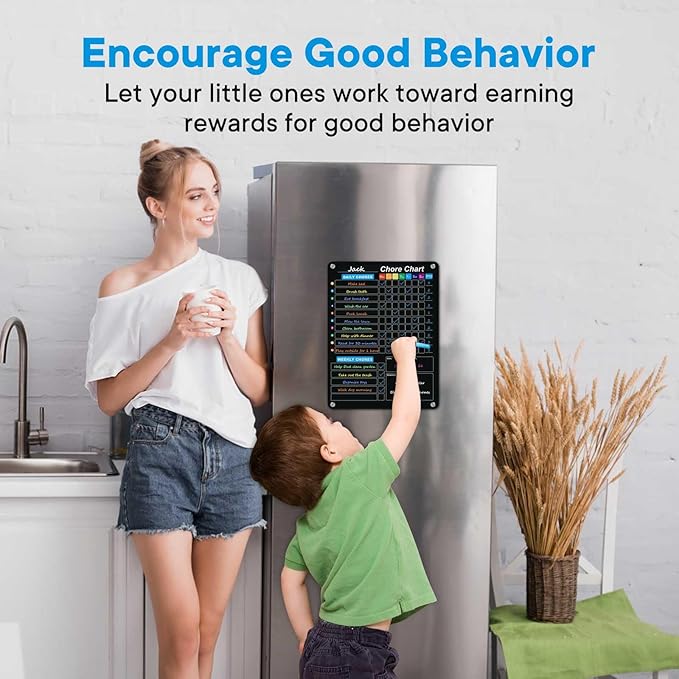 2-Pack Acrylic Magnetic Chore Chart for Kids, 12"x16" Daily/Weekly Easy-Check Reward Responsibility to Do List, Fridge Dry Erase Board for Multiple Kids Teens Adult Family with 7 Markers