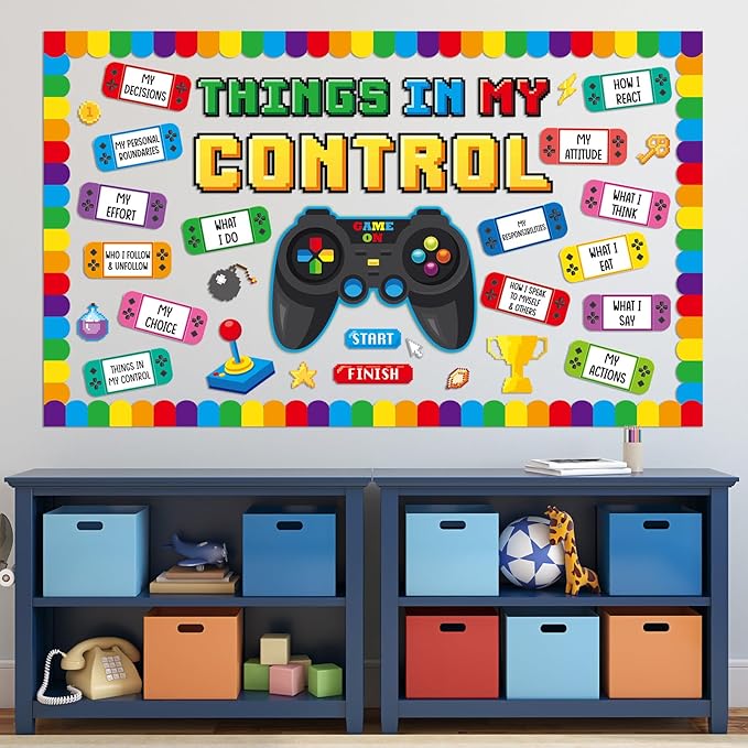 Growth Mindset Video Game Bulletin Board Set Back to School Classroom Decorations Things in My Control Game Controller Bulletin Board Positive Paper Cutouts for Home Chalkboard Door Wall Decor