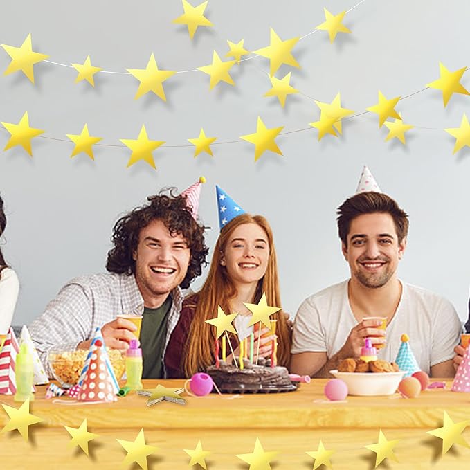 120 PCS Glitter Gold Five Star Cutouts Paper Star Cutouts Star Cutouts for Bulletin Board Stars Classroom Wall Party Decoration Supply 3 Sizes 3.1inch 4.7inch 6.2inch