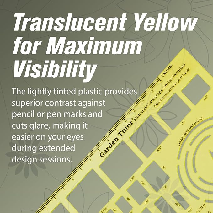 Garden Tutor Multiscale Garden & Landscape Design Templates 2 Precision-Cut Translucent Yellow Architectural & Drafting Tools for Garden, Yard & Landscape Design