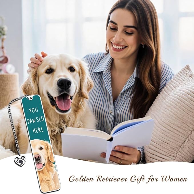 Golden Retriever Gifts for Women Men, Gift for Golden Retriever Lovers Owners, Fathers Day Dog Dag Gifts for Men, Book Club Gifts for Dog Lovers Kids, Reading Accessories for Book Lover Bookish Nerd