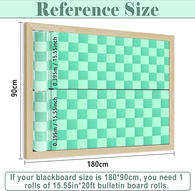 Green Checked Bulletin Board Roll Green Reusable Waterproof Erasable Background Wrinkle Resistant Poster Non-Woven Fabric Bulletin Board Roll for Spring Classroom Decor Wrap Paper Crafts 15.55" x20ft
