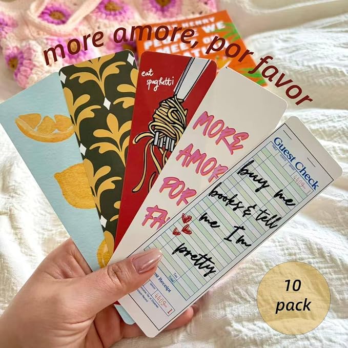 10 Pcs Cute Bookmarks for Women, Double Sided Book Marks for Reading Women, Funny Paper Book Markers Set, Pretty Gifts for Book Lovers, Club, Adults, Girls (Yellow)