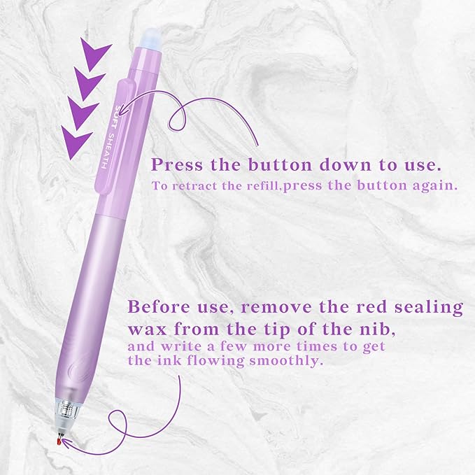Temiary 8 PCS Retractable Erasable Pens (4 Black & 4 Blue), Heat Sensitive 0.5 mm Fine Point Erasable Gel Ink Pen, Eraser Pen for Journaling Crossword Puzzles School Office Supplies (Purple & Pink)