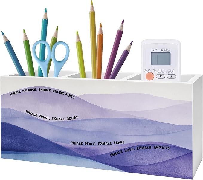 Inhale Exhale Meditation Mental Health Pen Pencil Holder, Therapy Office Decor, Inspirational Pencil Pen Holder Organizer for Meditation Room Counseling Office Desk Accessories