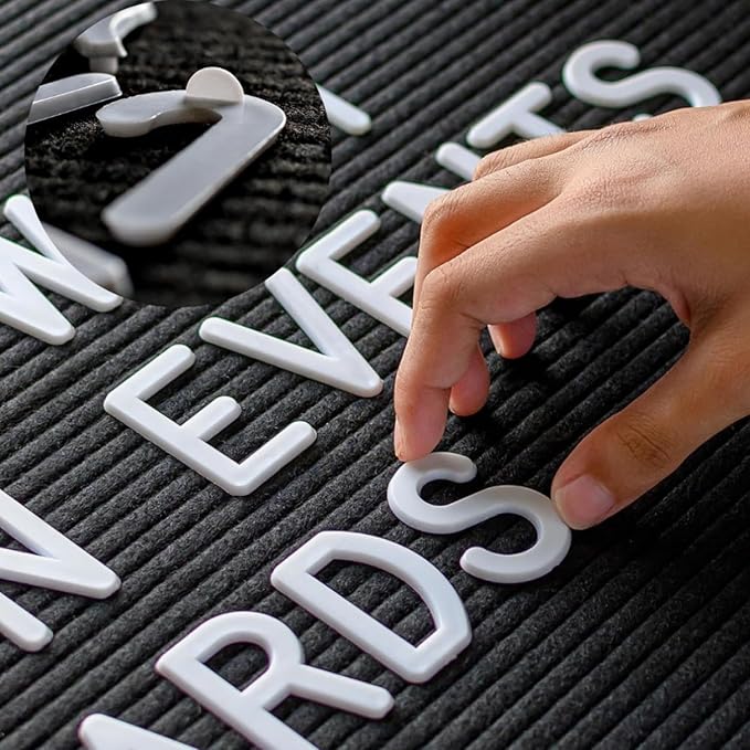 2 Inch Letters for Letter Board (Board Not Included), 93 Pieces Including Characters, Numbers & Symbols, Large Black Plastic Letters for Changeable Message Board Signs, Letters Only (black)