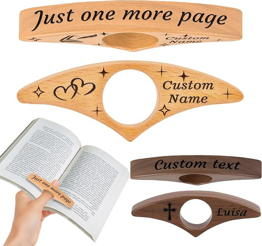 Custom Thumb Book Page Holder, Personalized Book Page Holder with Name and Icon, Custom Wood Page Holder, Gift for Book Lovers, Suitable for Parents and Partners, Christmas, Teacher's Day (S2)