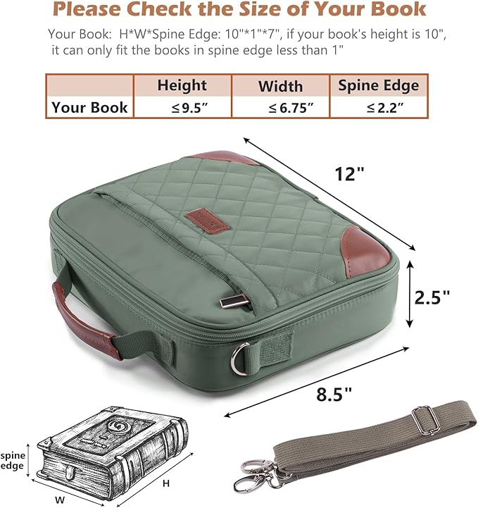 Aplufine Bible Cover for Men-Bible Case for Women-Medium Bible Bags and Totes-Large Bible Carrying Case-Bible Carrier with Shoulder Strap,Detachable Pen Loops for Bible Accessories,Gift Men Women