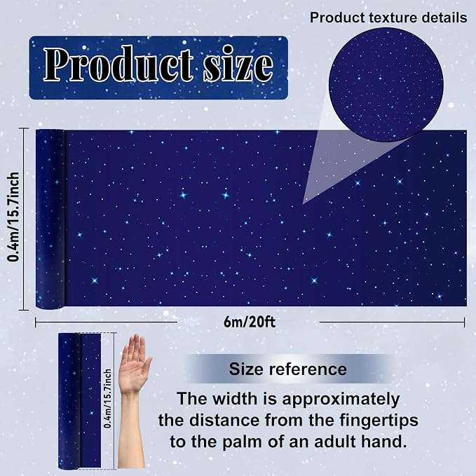 Outer Space Bulletin Board Roll Reusable Waterproof Erasable Blue Night Sky Non-Woven Fabric Bulletin Board Roll Wrinkle Resistant Background Poster for Classroom Decor Wrap DIY Crafts 15.7" x 20ft