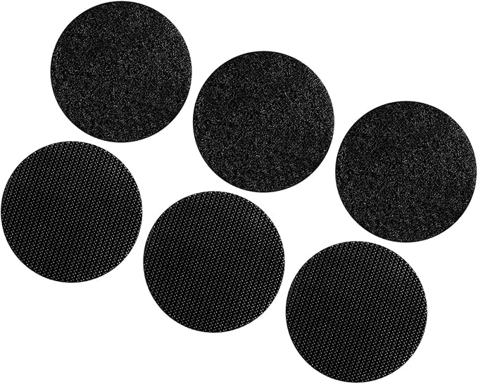 Adhesive Tape, 6Pcs Hook and Loop Fasteners Non Slip Cushion Pads Round Self Adhesive Back Hook and Loop Gripper Mounting Pad for Car Mat (Black)