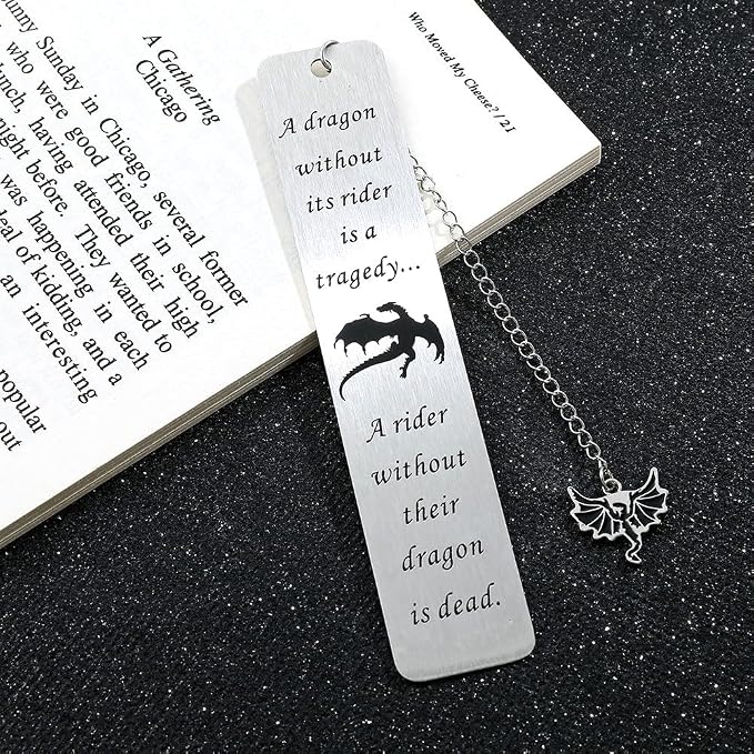 Dragon Metal Bookmarks Set, Fourth Wing Stainless Steel Bookmark with Charm, Book Mark for Reading Women and Men, Book Accessories for Book Lover (Style 2)
