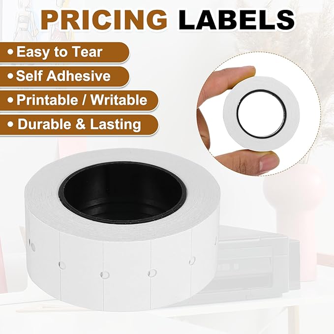PATIKIL Pricing Labels, 10 Rolls 5000 Price Price Gun Labels Self-Adhesive Rectangular Puzzle Shape Marker Tag Stickers for Date Gun, White