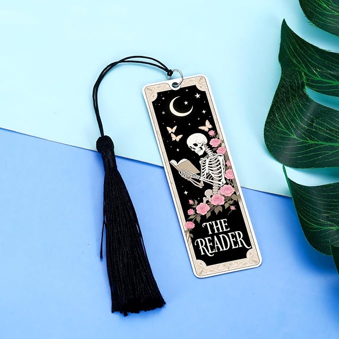 Dark Romance Merch Funny Bookmark for Book Lovers Reader Bookmarks Mothers Day Birthday Gifts for Women Best Friends Skull Book Markers College Girls Gift Basket Teen Girls Book Accessories Halloween