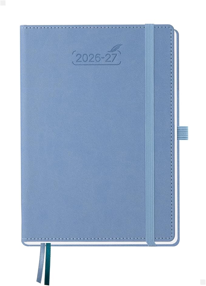 BEZEND Weekly Planner 2026-2027 (6" x 8.5") Horizontal Layout Notebook (Jul 26-Dec 27) 18 Months Academic Calendar & Monthly Tabs, Ideal for Students, Work & Home, PU Leather Hardcover -Blue