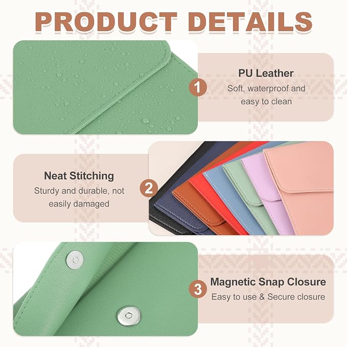 PATIKIL 2Pcs PU Leather A4 File Folder, Document Holder Envelope Waterproof Napa Texture Filing Organizer Portfolio Folder Case with Magnetic Snap Closure for Home Office, Green, Purple