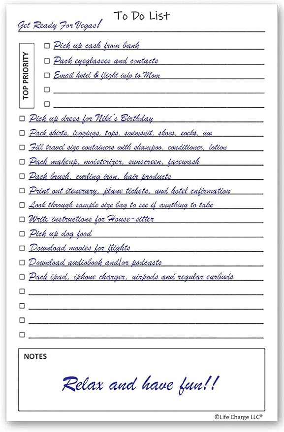 To Do List Planner Notepads, 2 Pack, 50 Pages Each (100 Total), Undated ToDo Checklist with Priority & Notes Sections, Daily Task Organizer for Work, Projects & Home, 8.5 x 5.5 Half Letter, Portrait – Life Charge