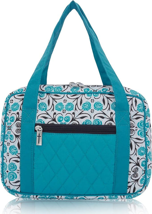 DIWI Quilted Cotton Bible Cover Bible Tote Book Case Large Sizes 10 X 7 X 2.75 Inches (L, C2 Green Lollipops)