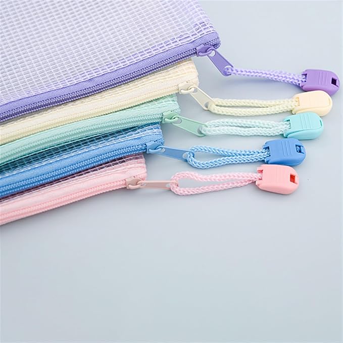 Lifup 10 Pack Mesh Zipper Pouch Bags, A5 Waterproof Zipper Bags for Organizing Storage File Folders for Teacher School Classroom Office Supplies Yellow
