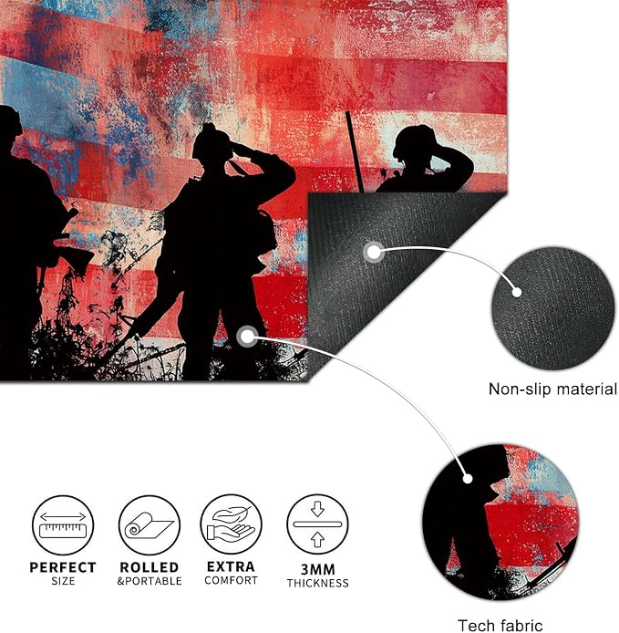 HOMETITUTE XL Mouse Pad 31.5 x 11.8 Inch Patriotic American Flag Soldier Silhouette Desk Mat Large Extended Keyboard Mat Computer Desk Pad Non Slip Waterproof Mouse Pads Gaming Office