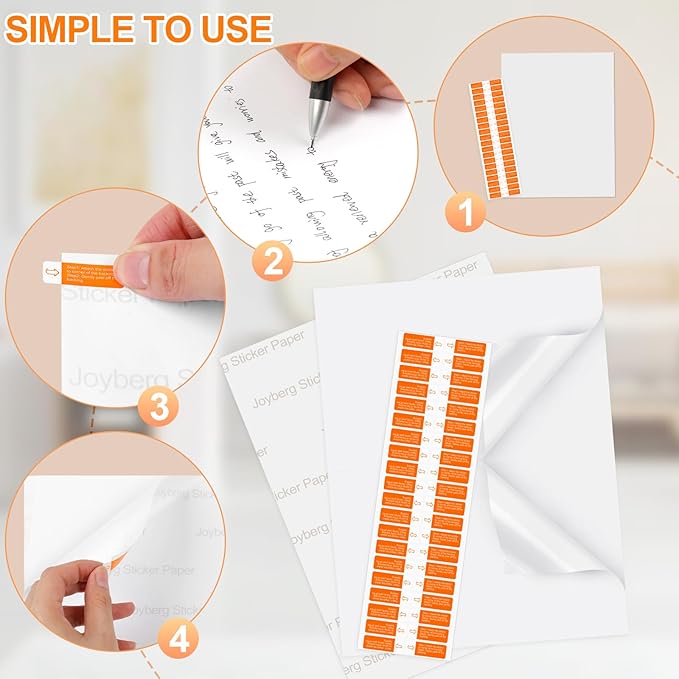 Printable Sticker Paper for Inkjet Printer, 40 Sheets 5.5x8.5 Matte Sticker Printer Paper Full Sheet Labels, 2 Per Page Sticker Paper for Laser/Inkjet Printers, Letter Size