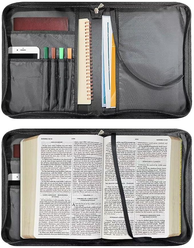 Butterfly Letters Womens Bible Covers Lightweight PU Bible Bag with Built-in Pocket & Pen Slots Bible Holder Case Book Cover Protector Scripture Church Bag Christian Gifts