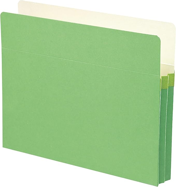 Smead File Pocket, Straight-Cut Tab, 1-3/4" Expansion, Letter Size, Green, 25 per Box (73216)