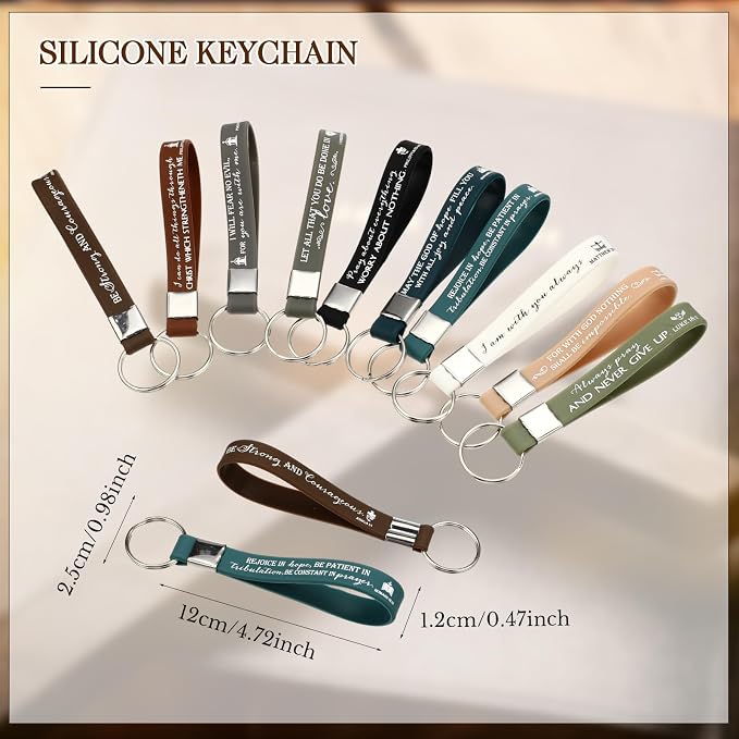 Feifeiya 40 Pcs/10 Sets Bulk Fathers Day Gifts for Church Christian Bible Verse Pen Religious Keychains Prayer Bookmarks Appreciation Gift for Teacher Employee Coworkers Women Men
