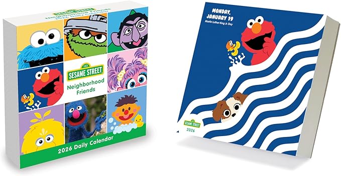 TF Publishing 2026 Sesame Street Daily Desktop Calendar - Home and Office Organization - Small Desk Calendar 2026 with Full-Color Tear-Off Pages and Standing Cardboard Easel - 5.25in x 5.25in