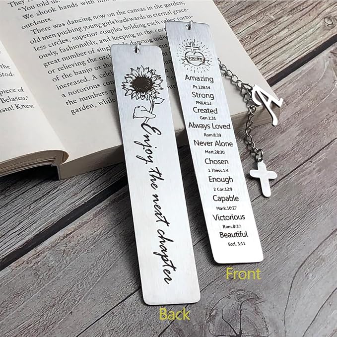 Bible Bookmark for Women Book Lovers Sister Christian Book Marker Gifts for Reader Teens Girls Baptism Birthday Christmas Gift for Coworker Students Bookish Easter Gifts (Silver-A)