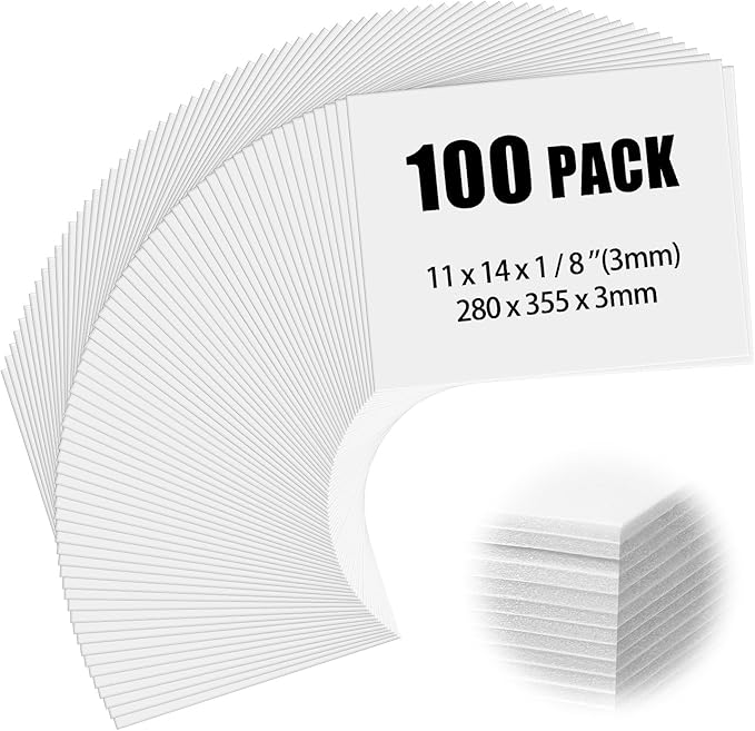 Frienda Foam Boards Thickness Foam Poster Boards for Presentation Board for School Crafts Office Art Projects(11 x 14 Inch,White,100 Pack)