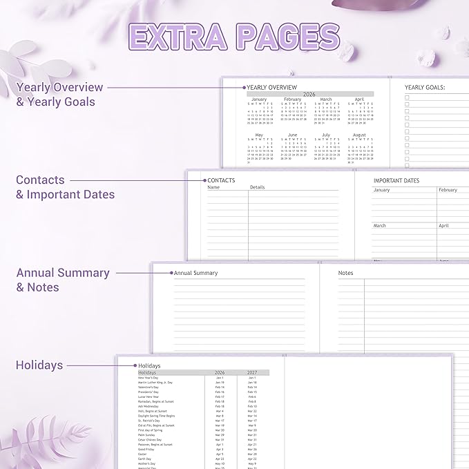 2026-2027 Planner, Weekly and Monthly Calendar Planner from July 2026 - June 2027, 6" x 8.5" Linen Hardcover Agenda Book with Tabs, Pen Holder, Inner Pocket for Office School, Purple