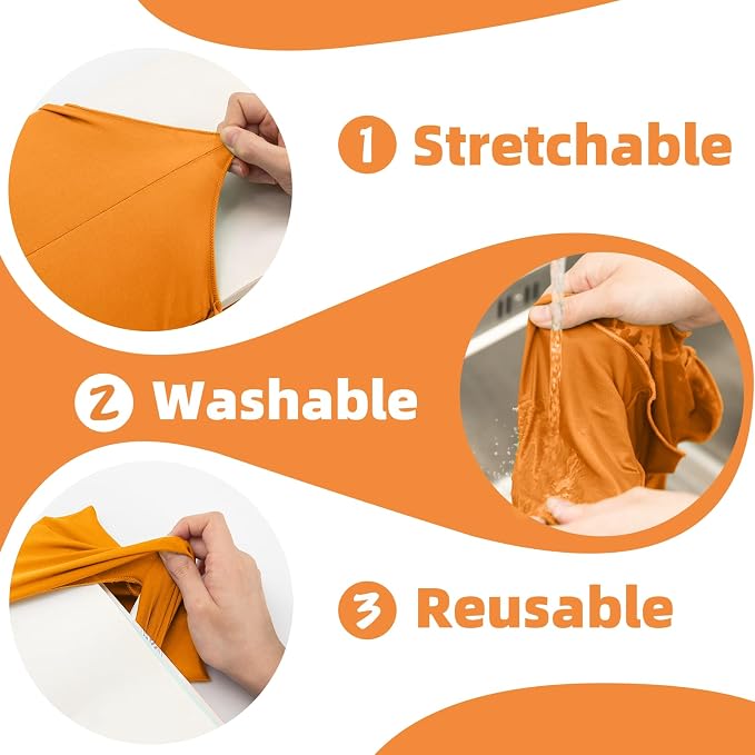 KICNIC Orange Fabric Book Cover for Hardcover, 1 Pack, 6x9 Inch, Up to 8.5”x9.5”, Adjustable School Book Sleeve Protector for Teens, Stretchable Decorative Cloth Book Sox for Book Lovers